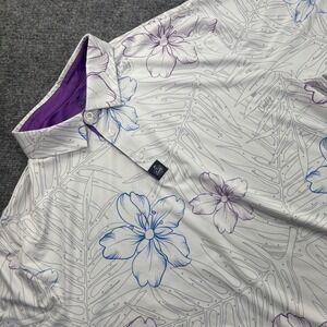 Sugar Caddy Golf Polo Size XXL White Floral Tropical Performance Men's